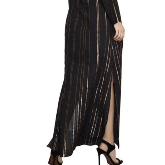 BCBGMaxAzria Black and Brown Striped Maxi Dress - Picture 2 of 9
